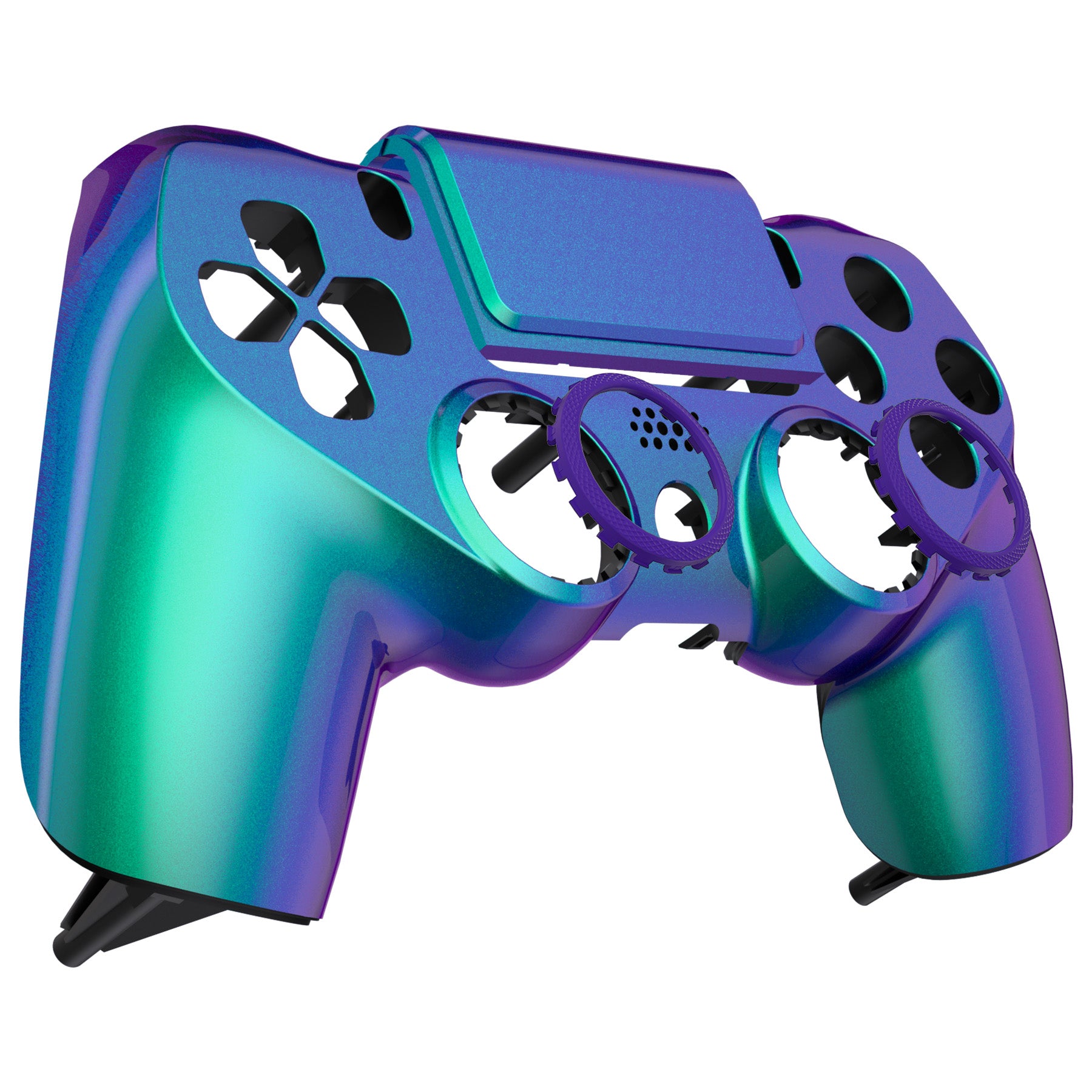 eXtremeRate Ghost Redesigned Front Housing Shell with Touch Pad Compatible  with PS4 Slim Pro Controller JDM-040/050/055 - Chameleon Green Purple