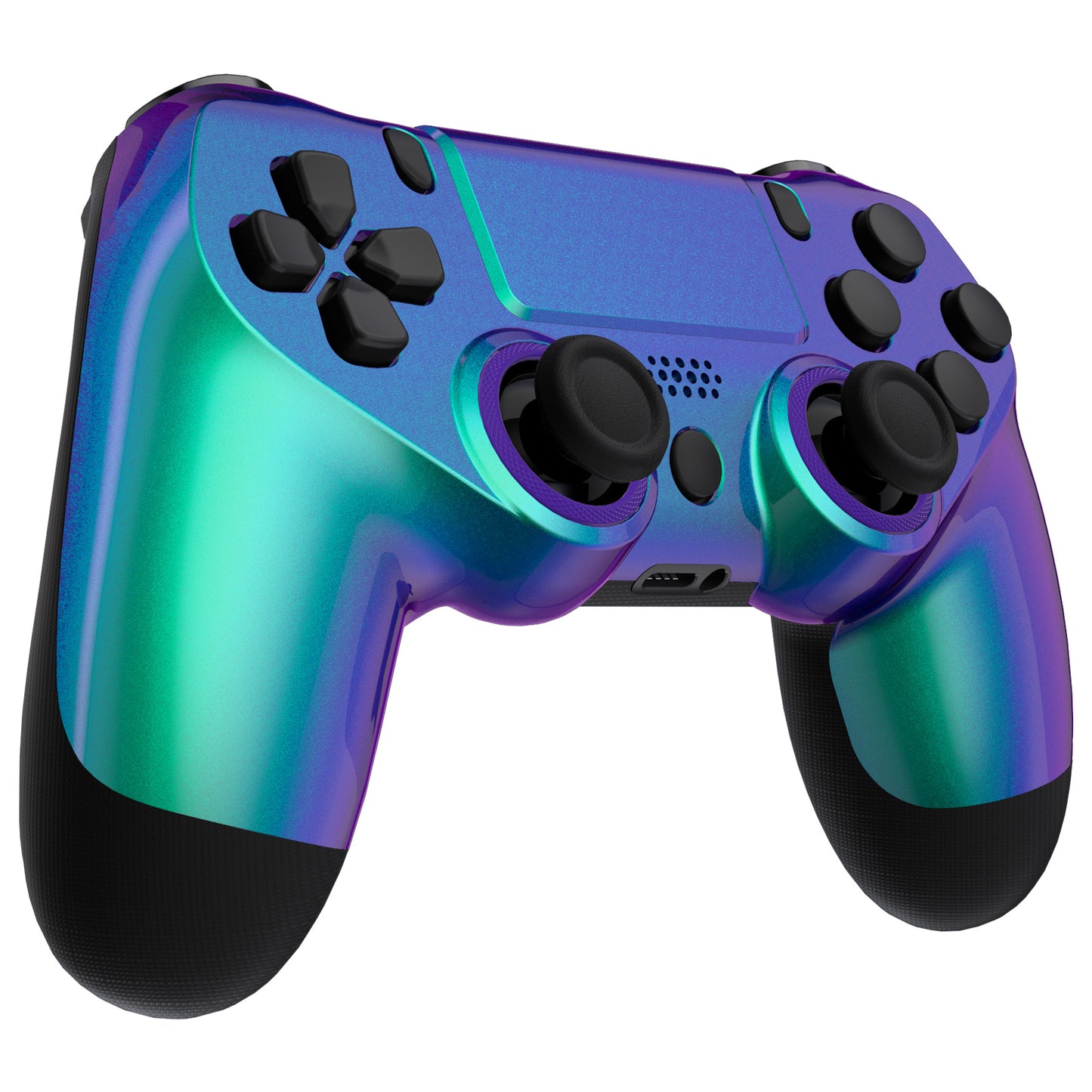 eXtremeRate Retail Chameleon Green Purple Ghost Replacement Faceplate Touchpad, Redesigned Soft Touch Housing Shell Touch Pad Compatible with PS4 Slim Pro Controller JDM-040/050/055 - Controller NOT Included - GHP4P001