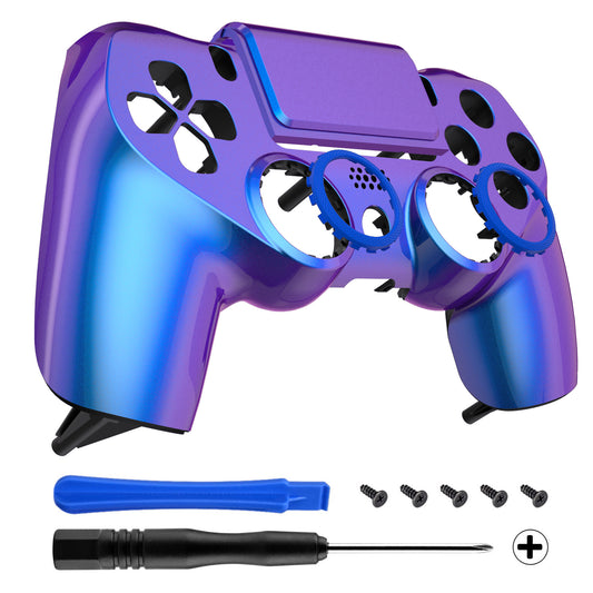 eXtremeRate Retail Chameleon Purple Blue Replacement Faceplate Touchpad, Redesigned Soft Touch Housing Shell Touch Pad Compatible with PS4 Slim Pro Controller JDM-040/050/055 - Controller NOT Included - GHP4P003