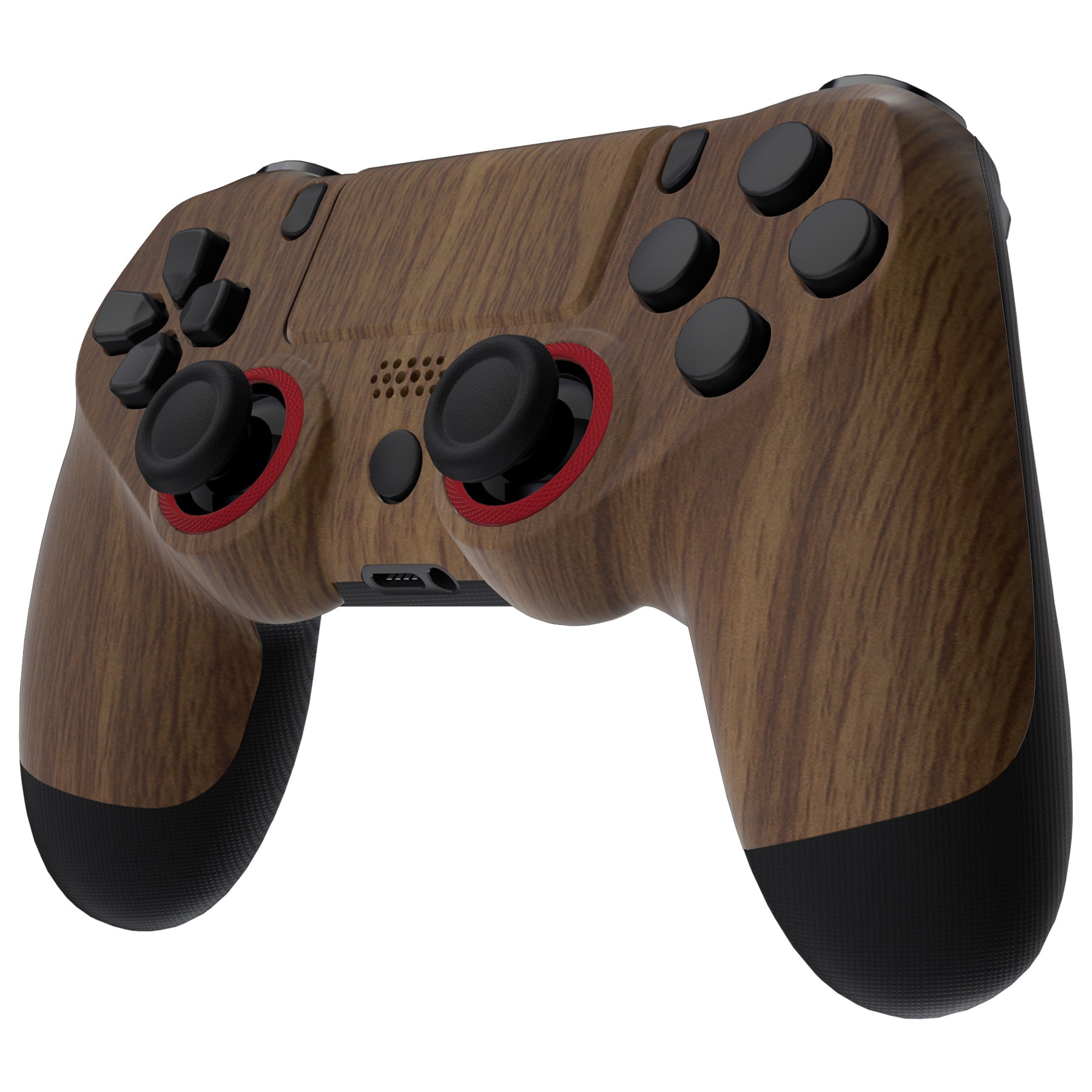 eXtremeRate Retail Wood Grain Ghost Replacement Faceplate Touchpad Cover, Redesigned Soft Touch Housing Shell Case Touch Pad Compatible with PS4 Slim Pro Controller JDM-040/050/055 - Controller NOT Included - GHP4S001
