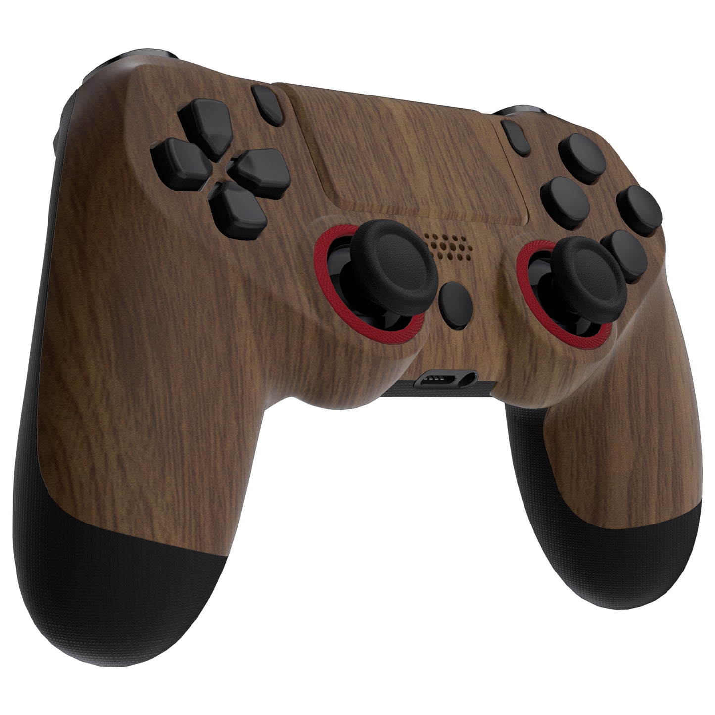 eXtremeRate Retail Wood Grain Ghost Replacement Faceplate Touchpad Cover, Redesigned Soft Touch Housing Shell Case Touch Pad Compatible with PS4 Slim Pro Controller JDM-040/050/055 - Controller NOT Included - GHP4S001