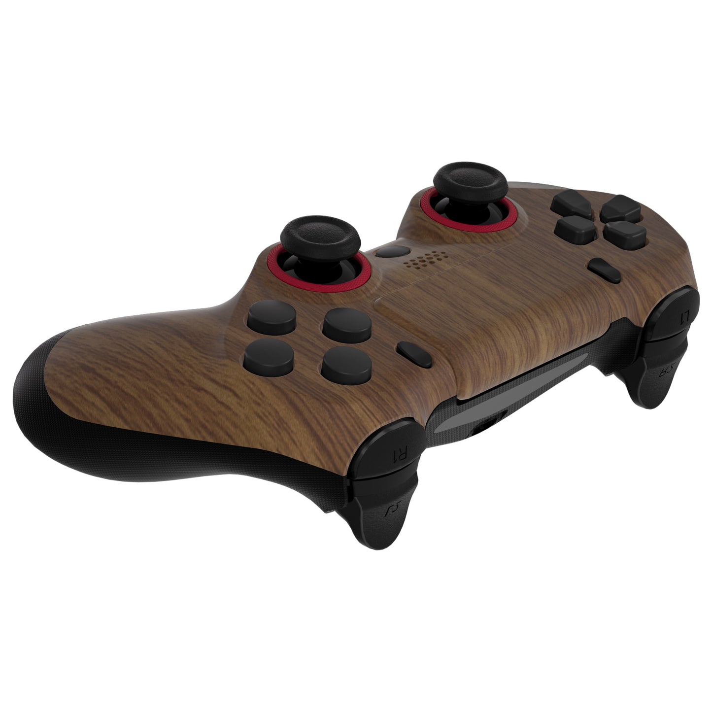 eXtremeRate Retail Wood Grain Ghost Replacement Faceplate Touchpad Cover, Redesigned Soft Touch Housing Shell Case Touch Pad Compatible with PS4 Slim Pro Controller JDM-040/050/055 - Controller NOT Included - GHP4S001