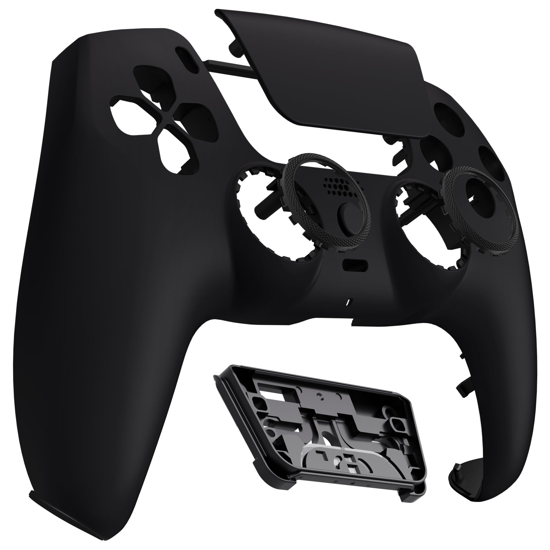 eXtremeRate Retail LUNA Redesigned Black Soft Touch Front Shell Touchpad Compatible with ps5 Controller BDM-010 BDM-020 BDM-030, DIY Replacement Housing Custom Touch Pad Cover Compatible with ps5 Controller - GHPFP001