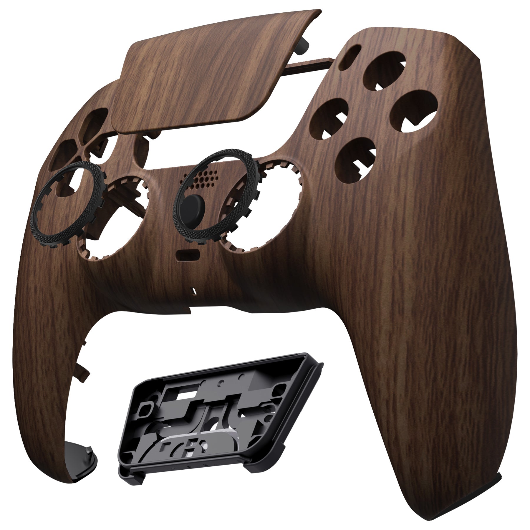 eXtremeRate Retail LUNA Redesigned Wood Grain Front Shell Touchpad Compatible with ps5 Controller BDM-010 BDM-020 BDM-030, DIY Replacement Housing Custom Touch Pad Cover Compatible with ps5 Controller - GHPFS002