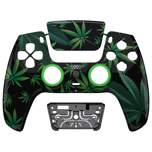 eXtremeRate Retail LUNA Redesigned Green Weeds Front Shell Touchpad Compatible with ps5 Controller BDM-010 BDM-020 BDM-030, DIY Replacement Housing Custom Touch Pad Cover Compatible with ps5 Controller - GHPFT003