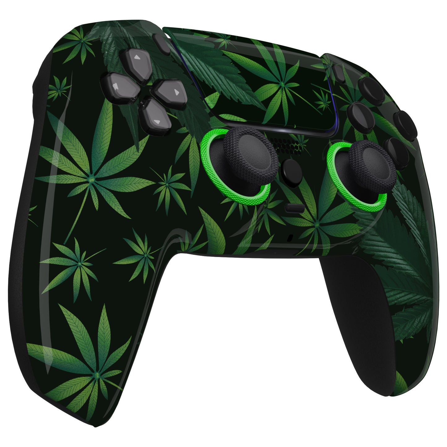 eXtremeRate Retail LUNA Redesigned Green Weeds Front Shell Touchpad Compatible with ps5 Controller BDM-010 BDM-020 BDM-030, DIY Replacement Housing Custom Touch Pad Cover Compatible with ps5 Controller - GHPFT003