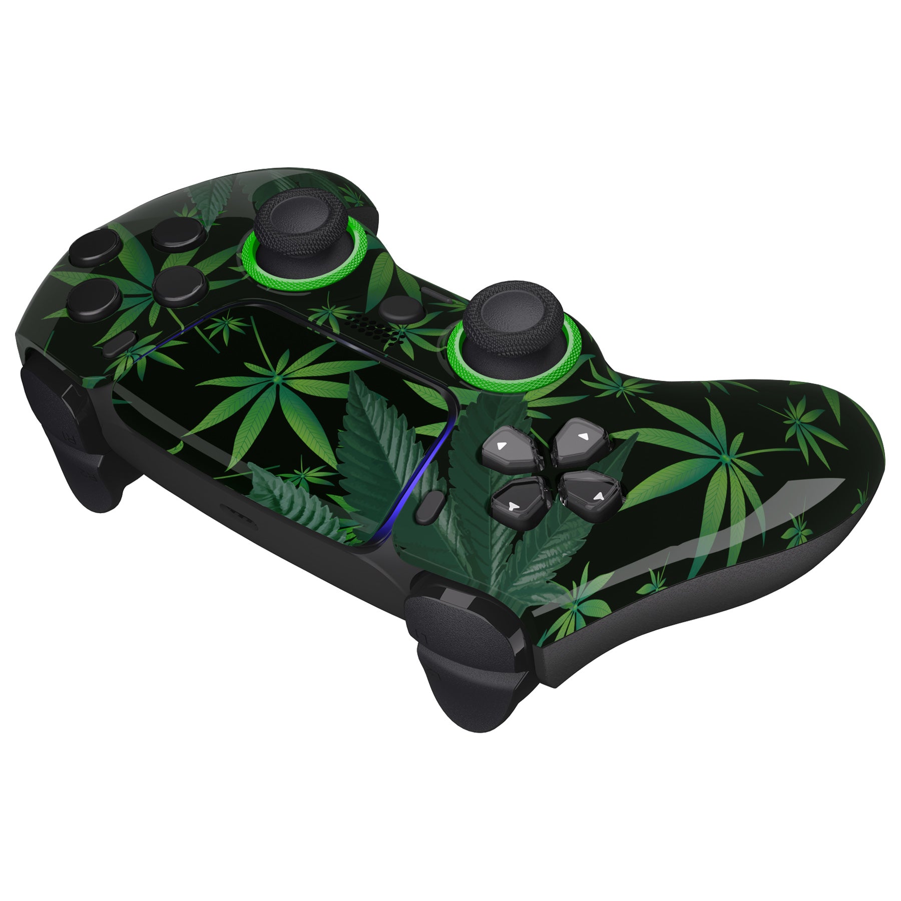 eXtremeRate Retail LUNA Redesigned Green Weeds Front Shell Touchpad Compatible with ps5 Controller BDM-010 BDM-020 BDM-030, DIY Replacement Housing Custom Touch Pad Cover Compatible with ps5 Controller - GHPFT003