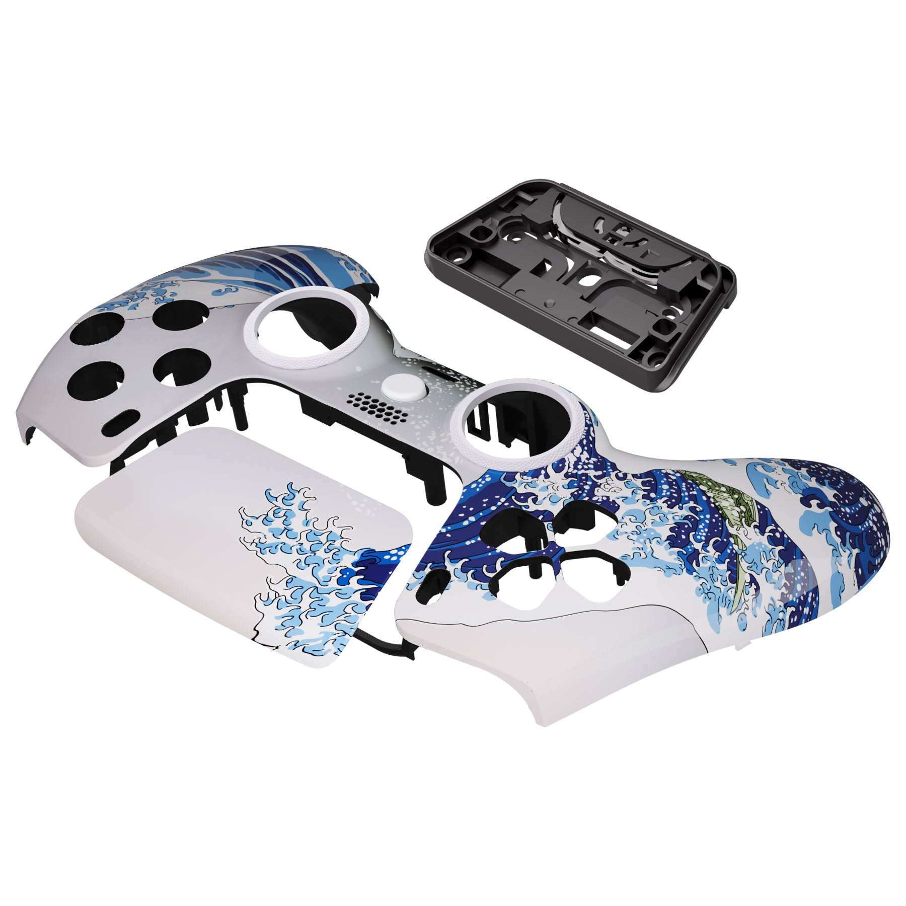 eXtremeRate LUNA Redesigned Replacement Front Shell with Touchpad  Compatible with PS5 Controller BDM-010/020/030/040 - The Great Wave