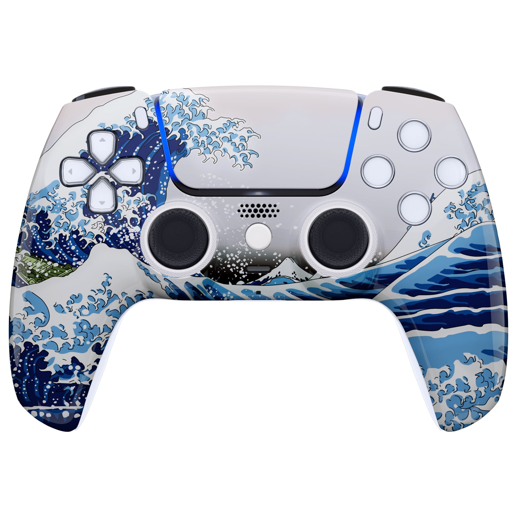 eXtremeRate Retail LUNA Redesigned The Great Wave Front Shell Touchpad Compatible with ps5 Controller BDM-010 BDM-020 BDM-030, DIY Replacement Housing Custom Touch Pad Cover Compatible with ps5 Controller - GHPFT004