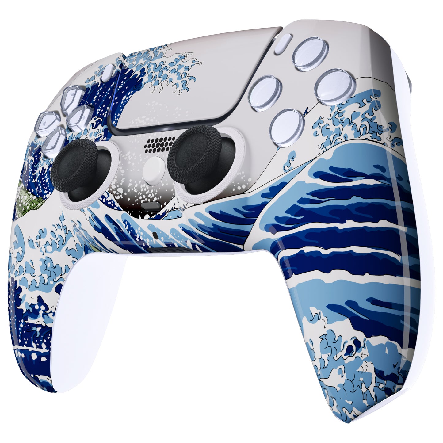 eXtremeRate Retail LUNA Redesigned The Great Wave Front Shell Touchpad Compatible with ps5 Controller BDM-010 BDM-020 BDM-030, DIY Replacement Housing Custom Touch Pad Cover Compatible with ps5 Controller - GHPFT004