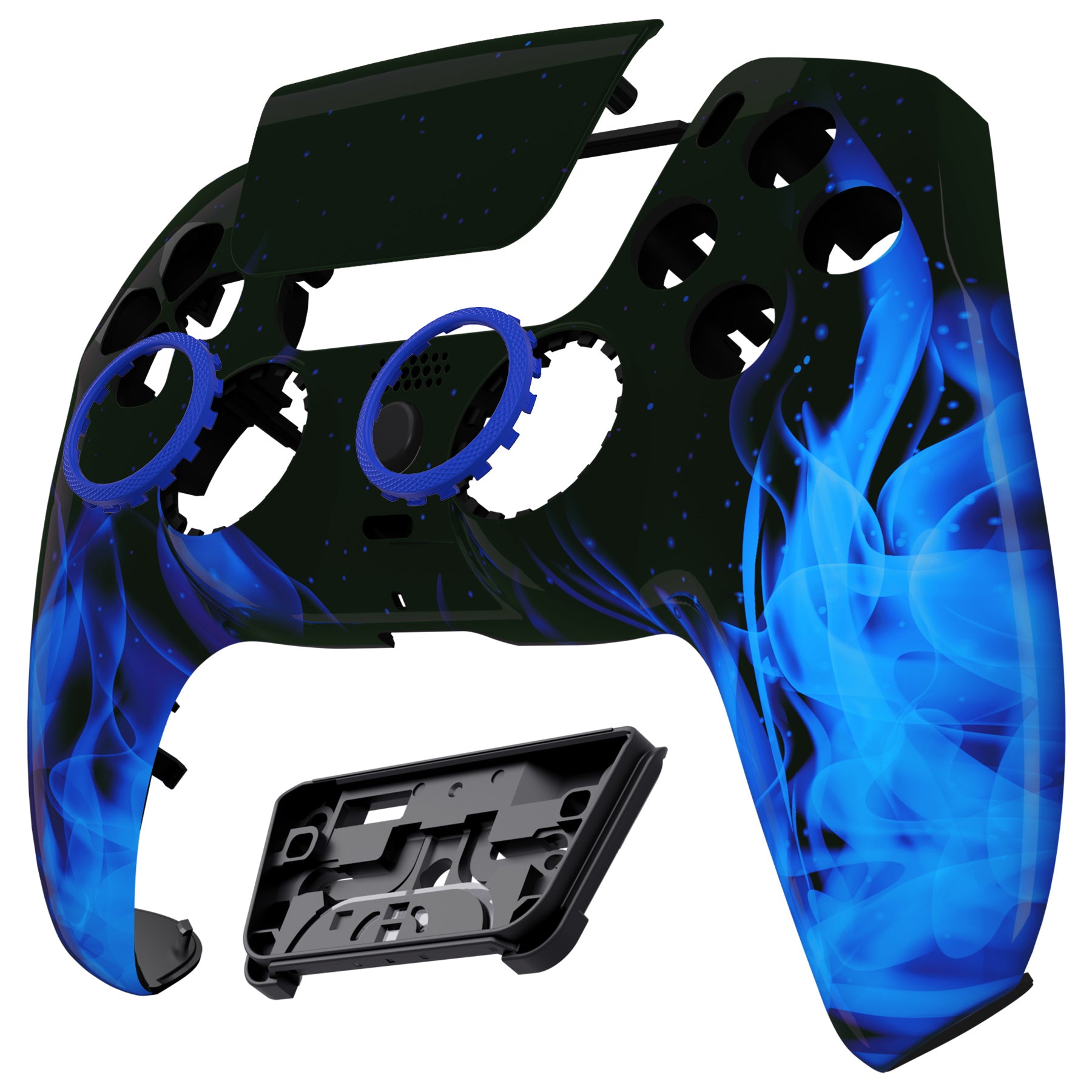 eXtremeRate Retail LUNA Redesigned Blue Flame Front Shell Touchpad Compatible with ps5 Controller BDM-010 BDM-020 BDM-030, DIY Replacement Housing Custom Touch Pad Cover Compatible with ps5 Controller - GHPFT006