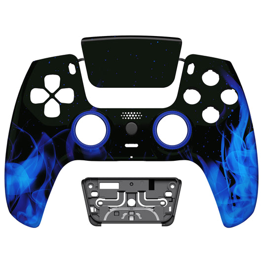 eXtremeRate Retail LUNA Redesigned Blue Flame Front Shell Touchpad Compatible with ps5 Controller BDM-010 BDM-020 BDM-030, DIY Replacement Housing Custom Touch Pad Cover Compatible with ps5 Controller - GHPFT006