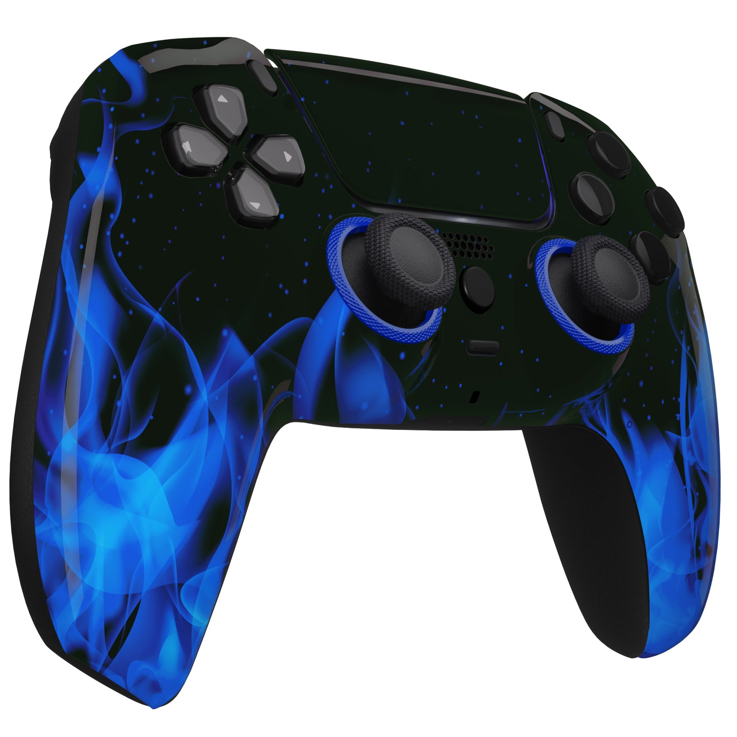eXtremeRate Retail LUNA Redesigned Blue Flame Front Shell Touchpad Compatible with ps5 Controller BDM-010 BDM-020 BDM-030, DIY Replacement Housing Custom Touch Pad Cover Compatible with ps5 Controller - GHPFT006