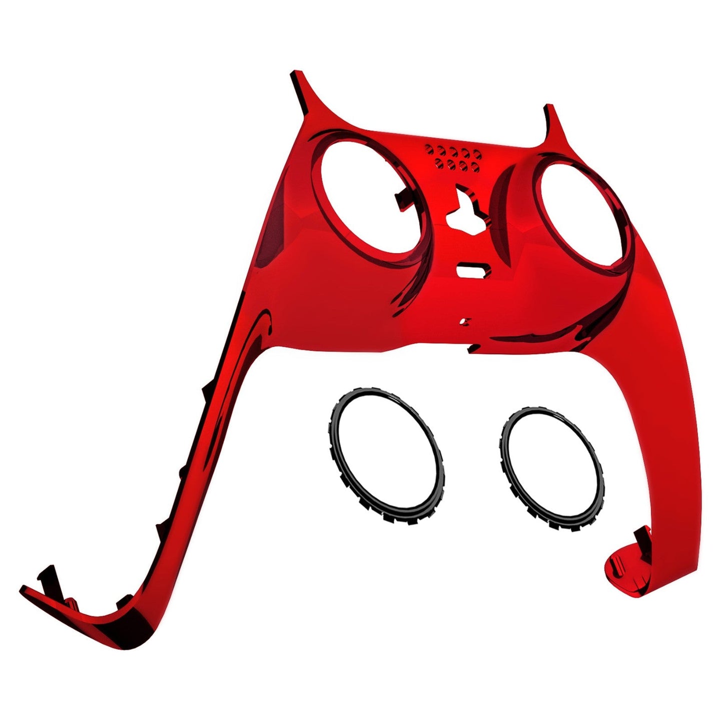 eXtremeRate Retail Chrome Red Decorative Trim Shell Compatible with ps5 Controller, DIY Replacement Clip Shell, Custom Plates Cover Compatible with ps5 Controller with Accent Rings - GPFD4003