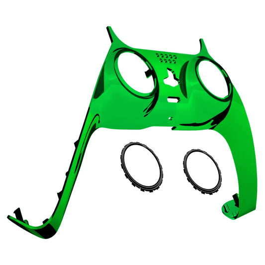 eXtremeRate Retail Chrome Green Decorative Trim Shell Compatible with ps5 Controller, DIY Replacement Clip Shell, Custom Plates Cover Compatible with ps5 Controller with Accent Rings - GPFD4006
