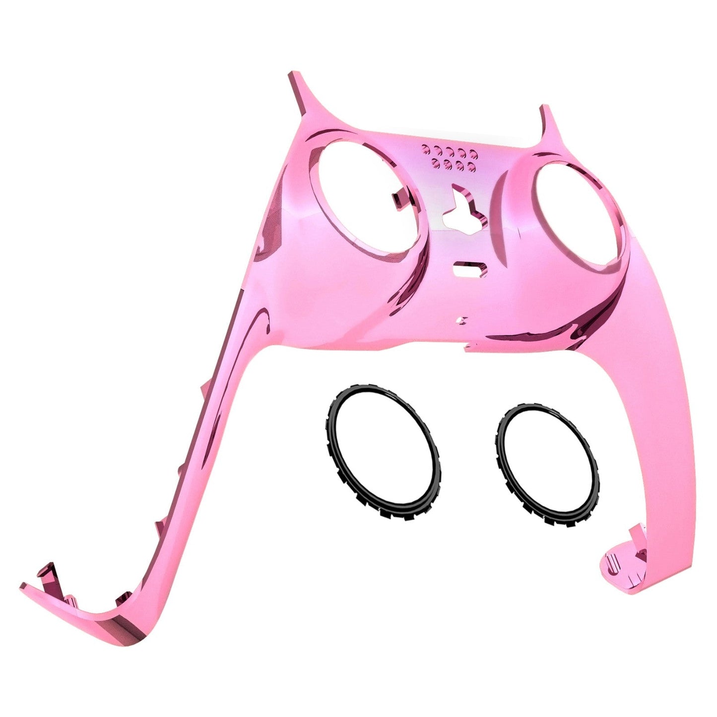 eXtremeRate Retail Chrome Pink Decorative Trim Shell Compatible with ps5 Controller, DIY Replacement Clip Shell, Custom Plates Cover Compatible with ps5 Controller with Accent Rings - GPFD4007