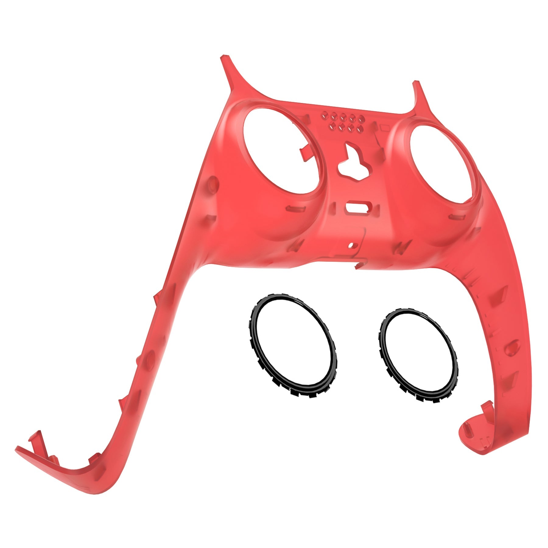 eXtremeRate Retail Clear Red Decorative Trim Shell for ps5 Controller, DIY Replacement Clip Shell for ps5 Controller, Custom Plates Cover for ps5 Controller with Accent Rings - GPFM5002