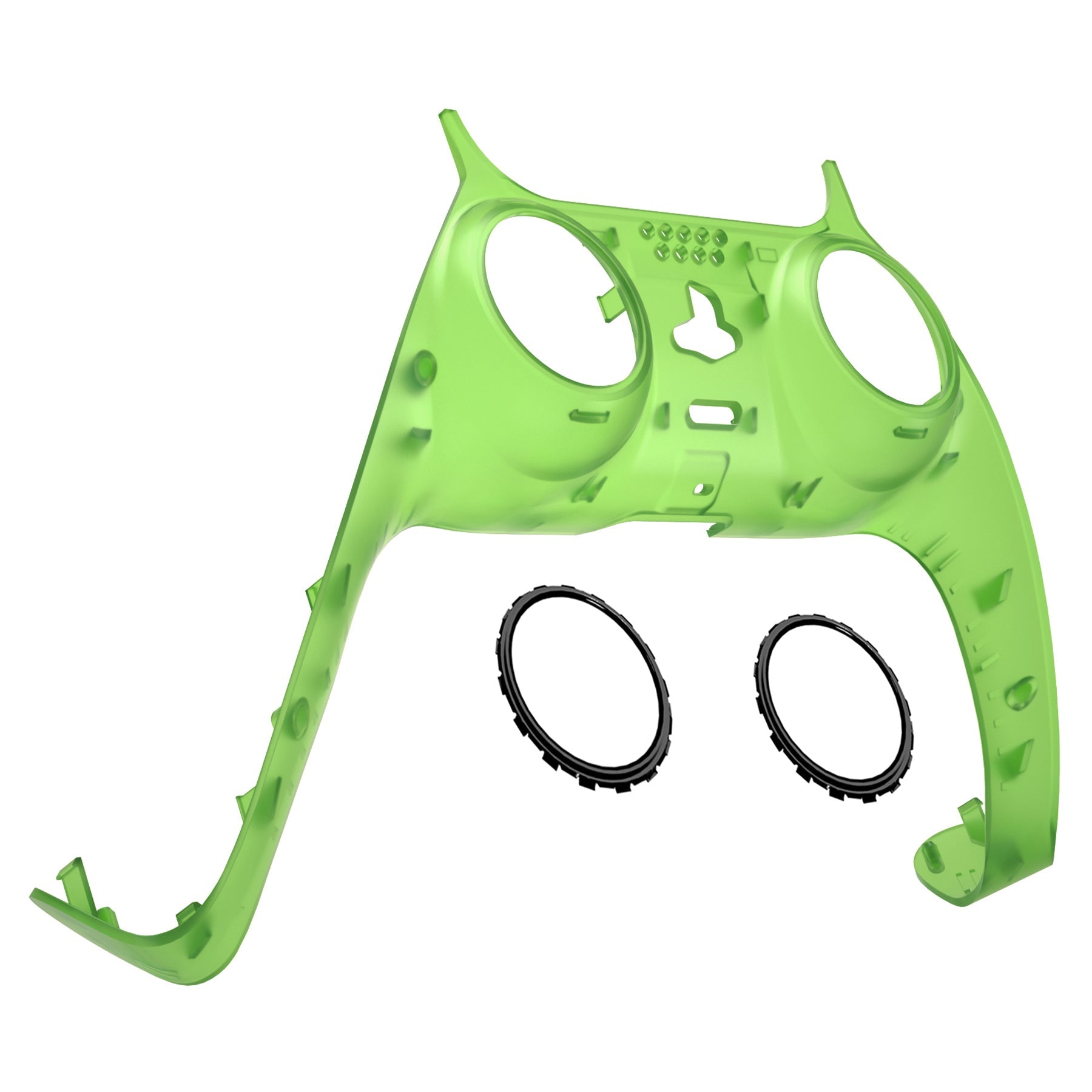 eXtremeRate Retail Clear Green Decorative Trim Shell for ps5 Controller, DIY Replacement Clip Shell for ps5 Controller, Custom Plates Cover for ps5 Controller with Accent Rings - GPFM5003
