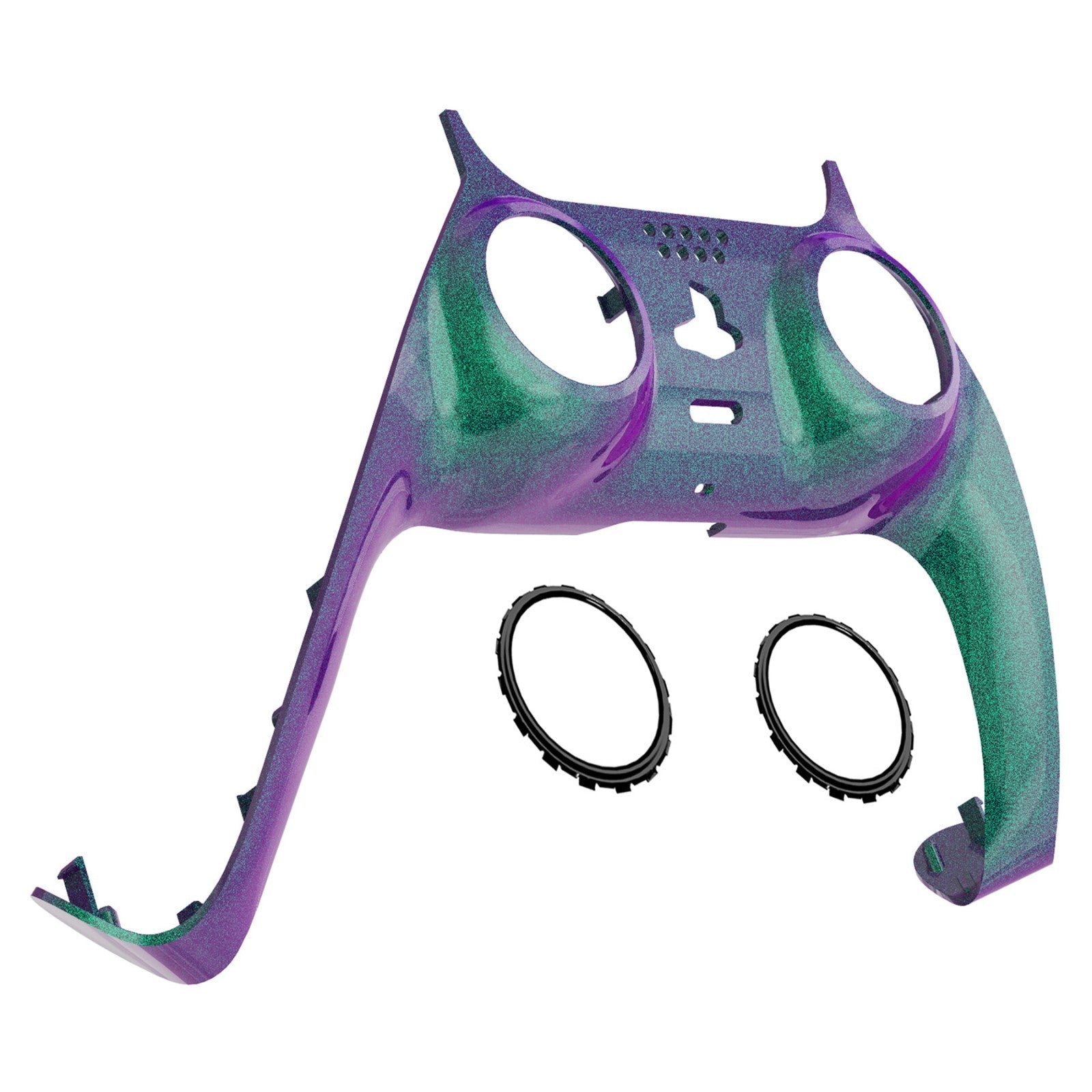 eXtremeRate Retail Chameleon Green Purple Decorative Trim Shell Compatible with ps5 Controller, DIY Replacement Clip Shell Compatible with ps5 Controller, Custom Plates Cover for ps5 Controller with Accent Rings - GPFP3002