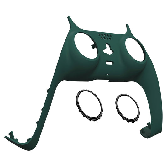 eXtremeRate Retail Racing Green Decorative Trim Shell Compatible with ps5 Controller, DIY Replacement Clip Shell, Custom Plates Cover Compatible with ps5 Controller with Accent Rings - GPFP3014