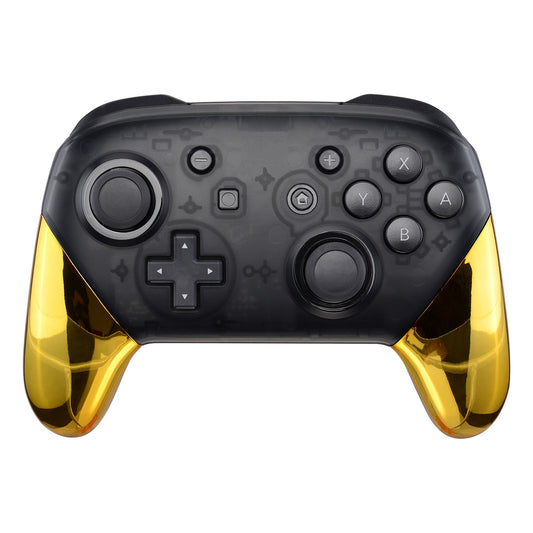 eXtremeRate Retail Chrome Gold Replacement Handle Grips for Nintendo Switch Pro Controller, Glossy DIY Hand Grip Shell for Nintendo Switch Pro - Controller NOT Included - GRD401