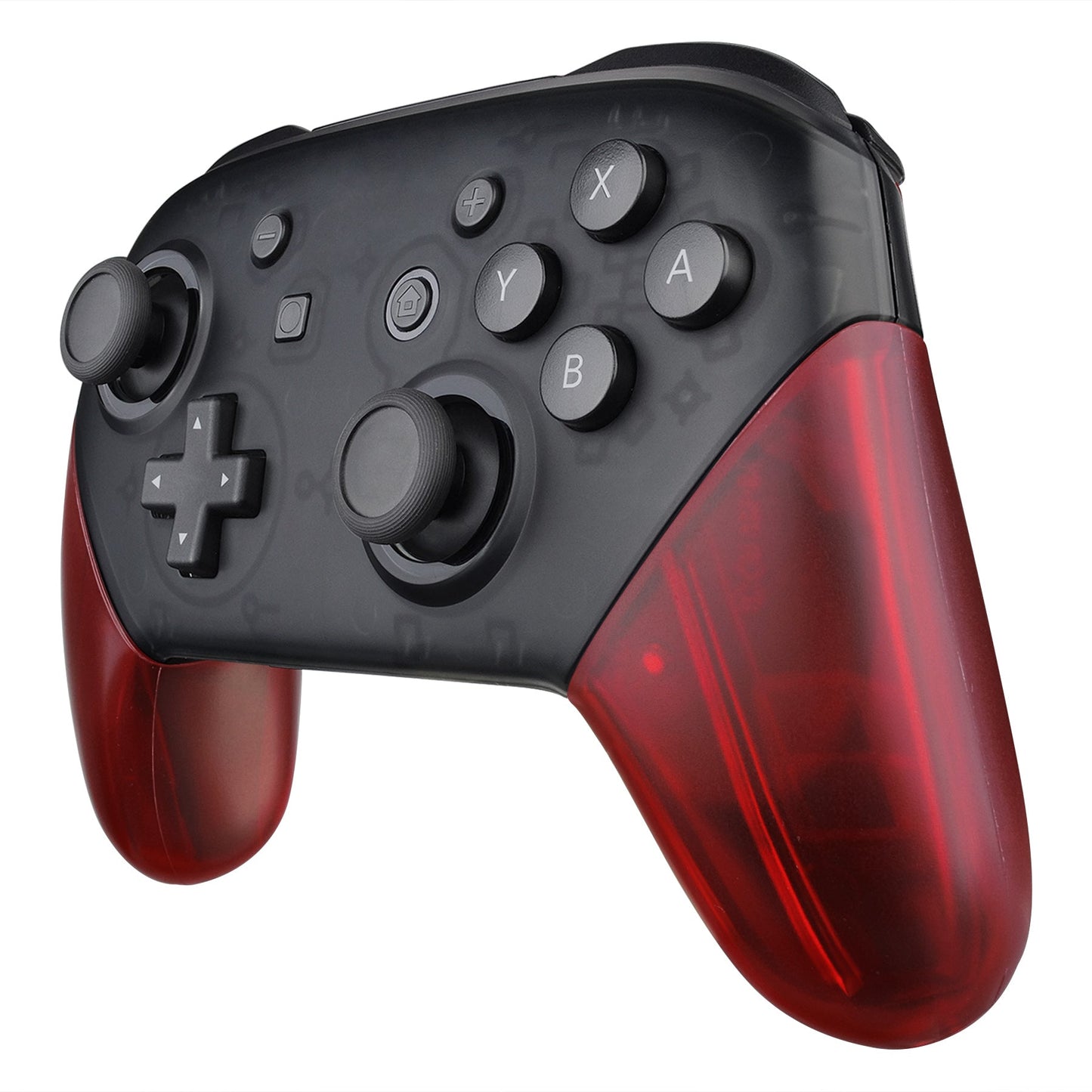 eXtremeRate Retail Transparent Clear Red Replacement Handle Grips for Nintendo Switch Pro Controller, DIY Hand Grip Shell for Nintendo Switch Pro - Controller NOT Included - GRM502