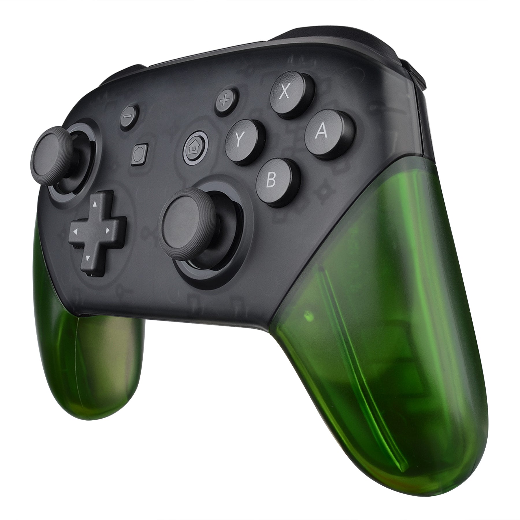 eXtremeRate Retail Transparent Clear Green Replacement Handle Grips for Nintendo Switch Pro Controller, DIY Hand Grip Shell for Nintendo Switch Pro - Controller NOT Included - GRM504