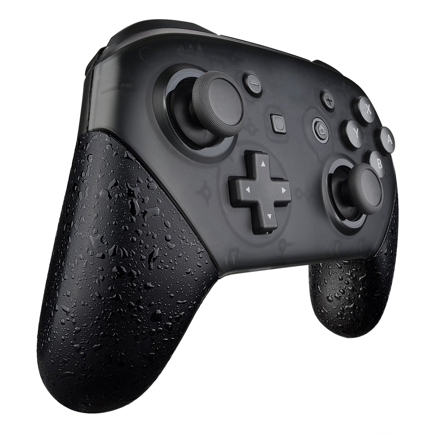 eXtremeRate Retail Textured Black Replacement Handle Grips for Nintendo Switch Pro Controller, 3D Splashing DIY Hand Grip Shell for Nintendo Switch Pro - Controller NOT Included - GRP312