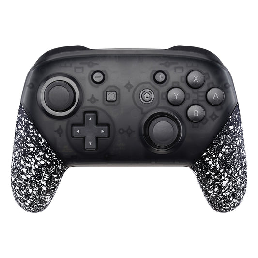 eXtremeRate Retail Textured White Replacement Handle Grips for Nintendo Switch Pro Controller, 3D Splashing DIY Hand Grip Shell for Nintendo Switch Pro - Controller NOT Included - GRP313