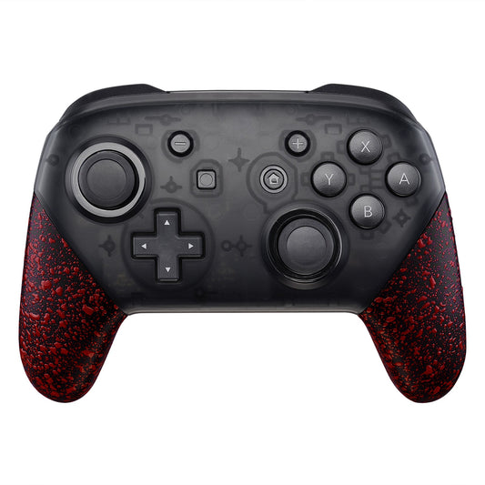 eXtremeRate Retail Textured Red Replacement Handle Grips for Nintendo Switch Pro Controller, 3D Splashing DIY Hand Grip Shell for Nintendo Switch Pro - Controller NOT Included - GRP314
