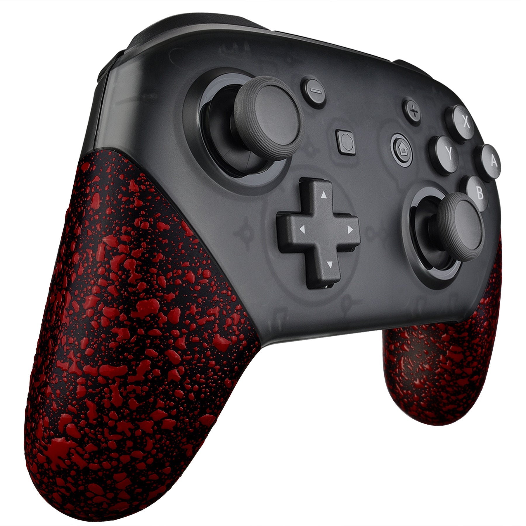 eXtremeRate Retail Textured Red Replacement Handle Grips for Nintendo Switch Pro Controller, 3D Splashing DIY Hand Grip Shell for Nintendo Switch Pro - Controller NOT Included - GRP314