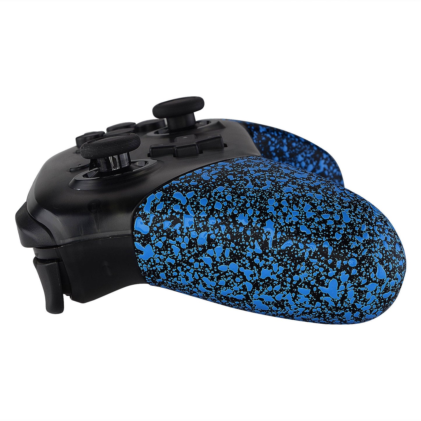 eXtremeRate Retail Textured Blue Replacement Handle Grips for Nintendo Switch Pro Controller, 3D Splashing DIY Hand Grip Shell for Nintendo Switch Pro - Controller NOT Included - GRP315