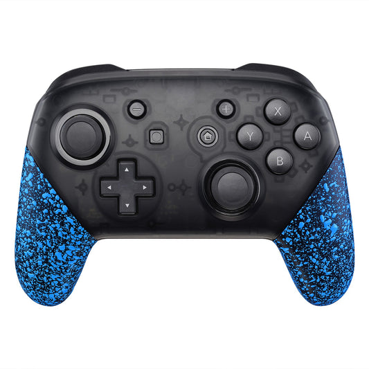 eXtremeRate Retail Textured Blue Replacement Handle Grips for Nintendo Switch Pro Controller, 3D Splashing DIY Hand Grip Shell for Nintendo Switch Pro - Controller NOT Included - GRP315