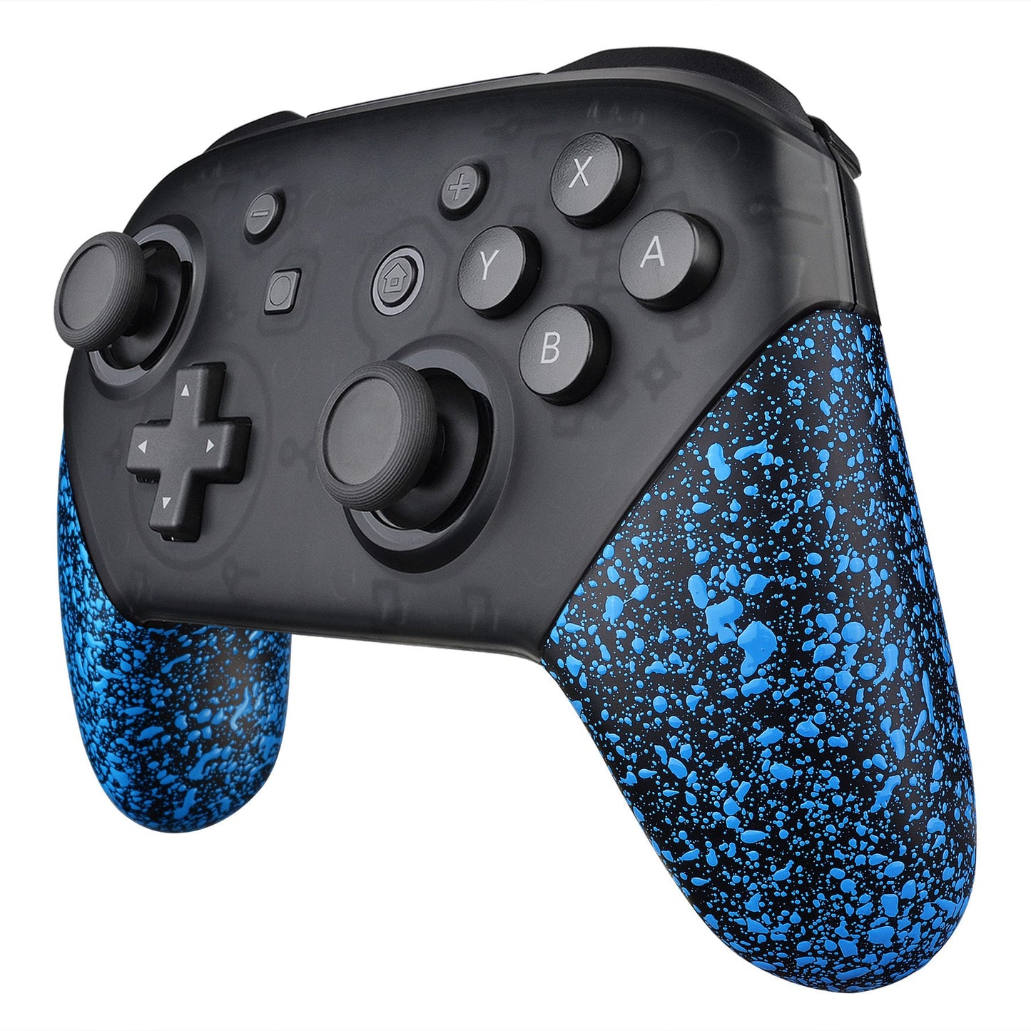 eXtremeRate Retail Textured Blue Replacement Handle Grips for Nintendo Switch Pro Controller, 3D Splashing DIY Hand Grip Shell for Nintendo Switch Pro - Controller NOT Included - GRP315