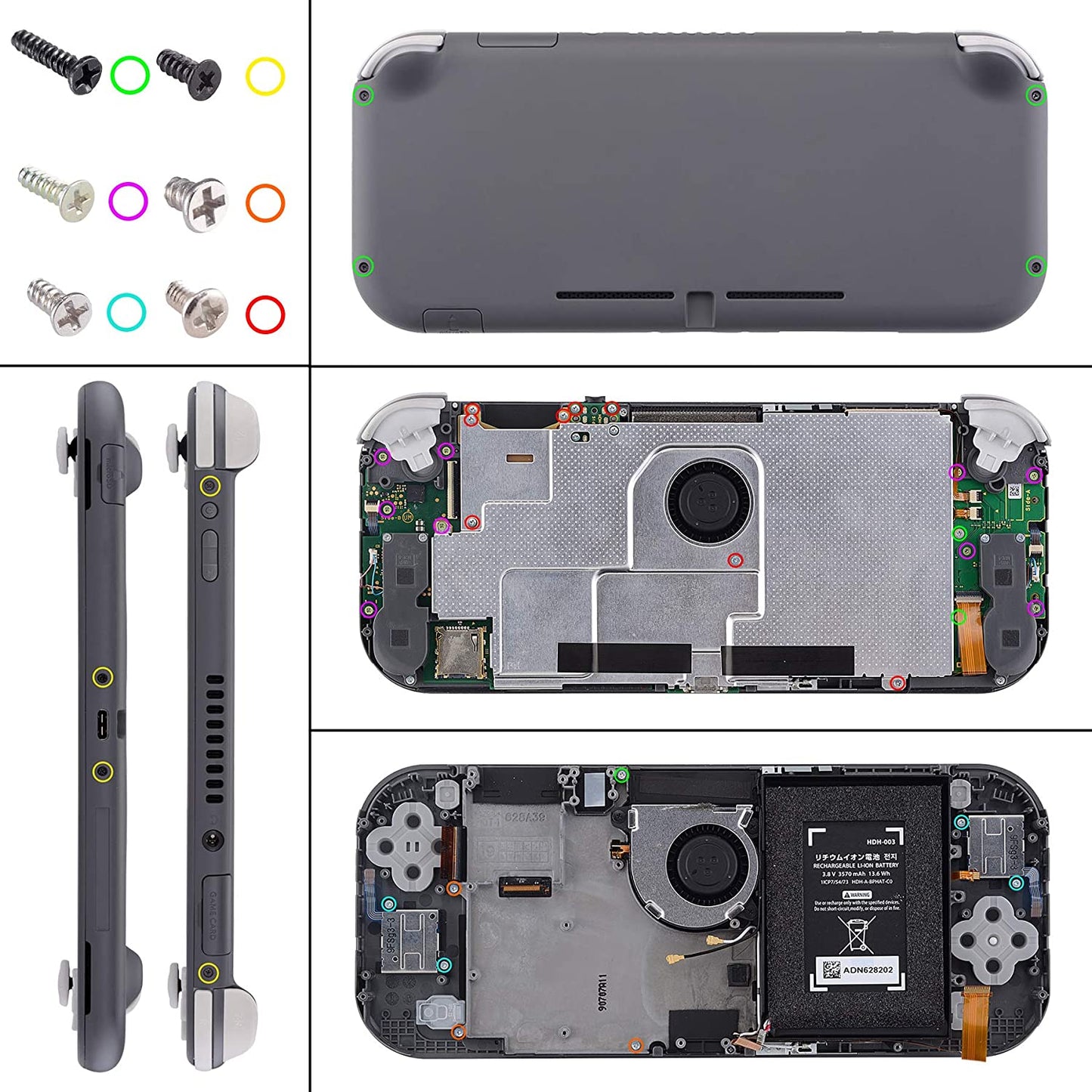 eXtremeRate Retail Chrome Silver Glossy Replacement ABXY Home Capture Plus Minus Keys Dpad L R ZL ZR Trigger for NS Switch Lite, Full Set Buttons Repair Kits with Tools for NS Switch Lite - HL602