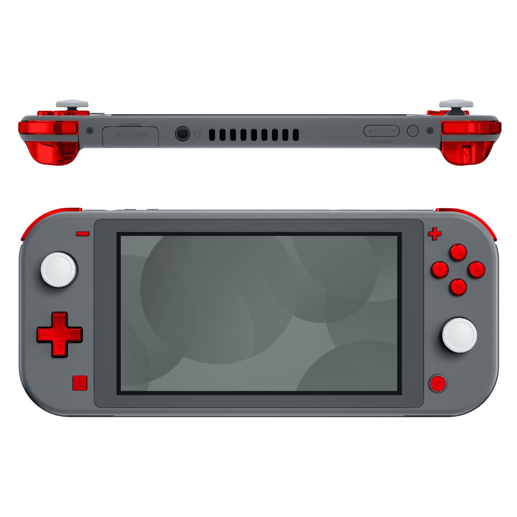 eXtremeRate Retail Chrome Red Glossy Replacement ABXY Home Capture Plus Minus Keys Dpad L R ZL ZR Trigger for NS Switch Lite, Full Set Buttons Repair Kits with Tools for NS Switch Lite - HL603