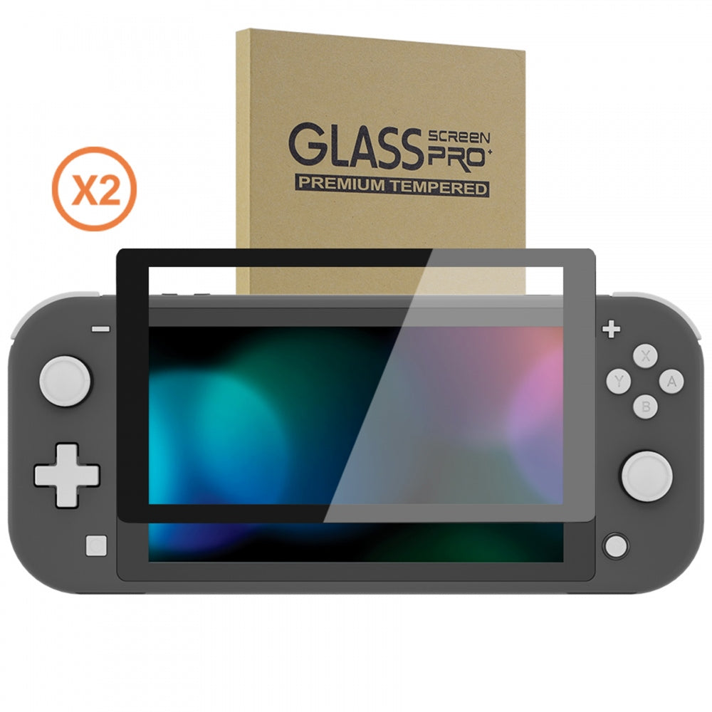 eXtremeRate Retail 2 Pack Black Border Transparent HD Saver Protector Film, Tempered Glass Screen Protector for Nintendo Switch Lite [Anti-Scratch, Anti-Fingerprint, Shatterproof, Bubble-Free] - HL709