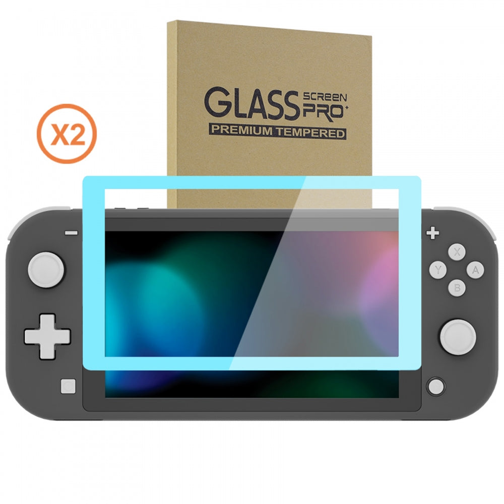 eXtremeRate Retail 2 Pack Heaven Blue Border Transparent HD Saver Protector Film, Tempered Glass Screen Protector for Nintendo Switch Lite [Anti-Scratch, Anti-Fingerprint, Shatterproof, Bubble-Free] - HL713