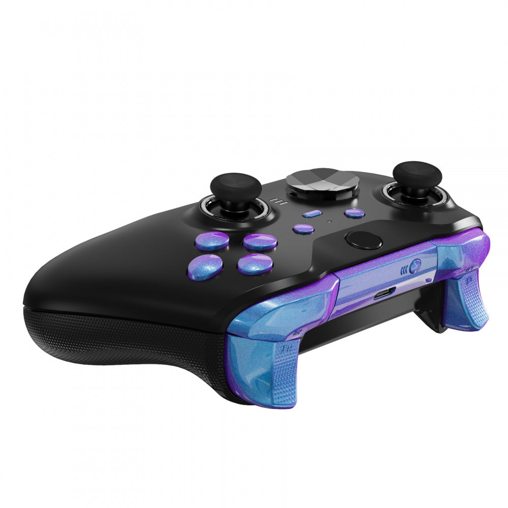 eXtremeRate Retail Chameleon Purple Blue Replacement Buttons for Xbox One Elite Series 2 Controller, LB RB LT RT Bumpers Triggers ABXY Start Back Sync Profile Switch Keys for Xbox One Elite V2 Controller (Model 1797 and Core Model 1797) - IL101