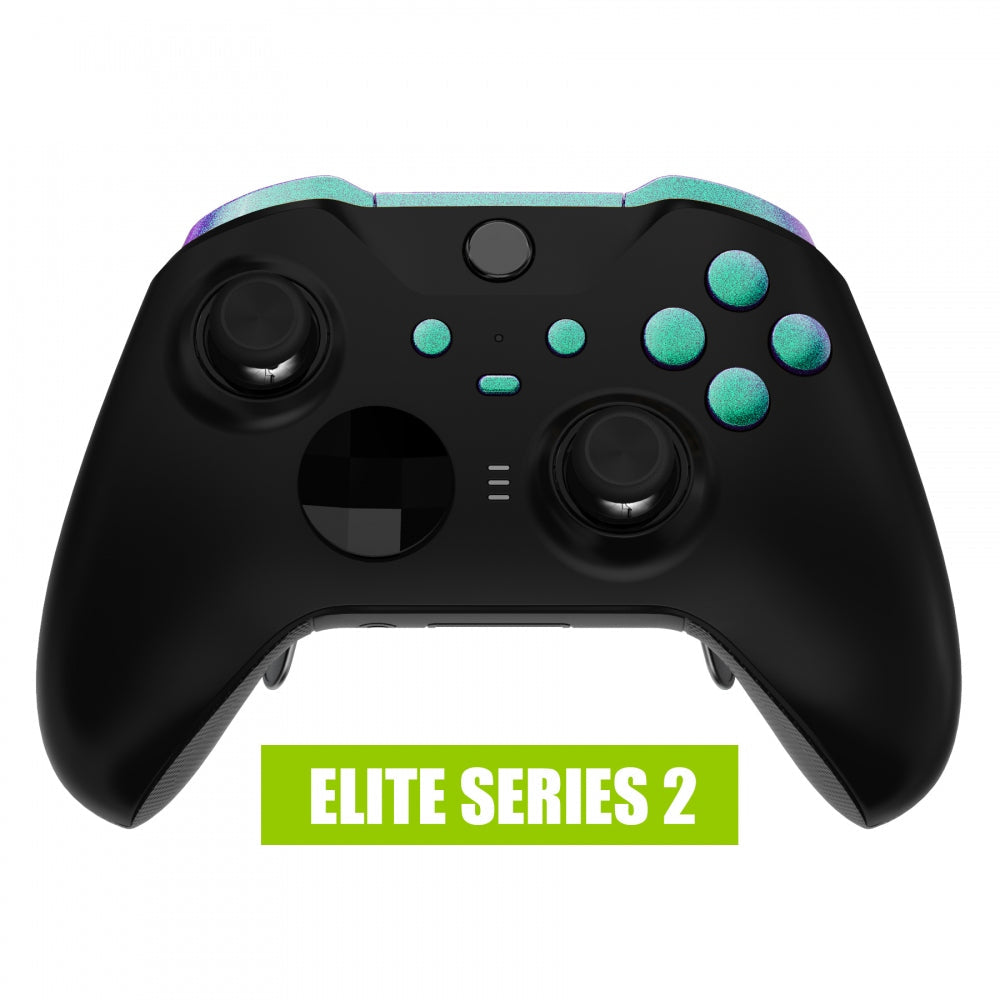 eXtremeRate Retail Chameleon Green Purple Replacement Buttons for Xbox One Elite Series 2 Controller, LB RB LT RT Bumpers Triggers ABXY Start Back Sync Profile Switch Keys for Xbox One Elite V2 Controller (Model 1797 and Core Model 1797) - IL102