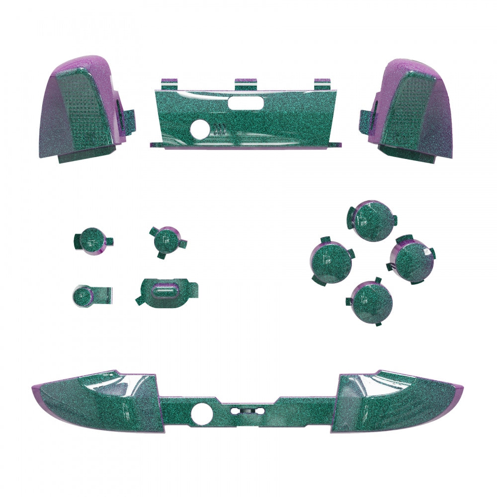 eXtremeRate Retail Chameleon Green Purple Replacement Buttons for Xbox One Elite Series 2 Controller, LB RB LT RT Bumpers Triggers ABXY Start Back Sync Profile Switch Keys for Xbox One Elite V2 Controller (Model 1797 and Core Model 1797) - IL102
