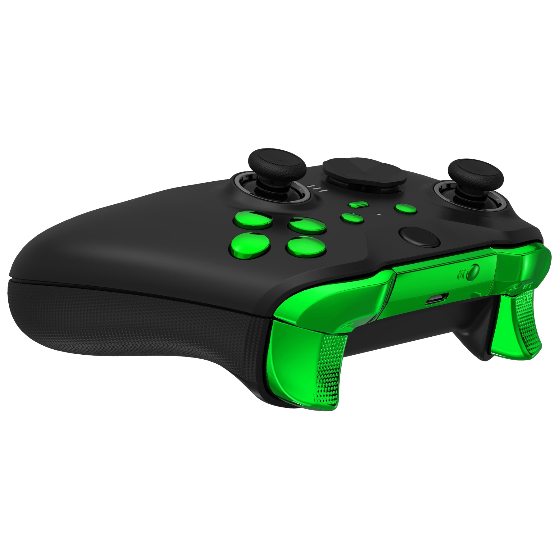 eXtremeRate Retail Chrome Green Replacement Buttons for Xbox One Elite Series 2 Controller, LB RB LT RT Bumpers Triggers ABXY Start Back Sync Profile Switch Keys for Xbox One Elite V2 Controller (Model 1797 and Core Model 1797) - IL206