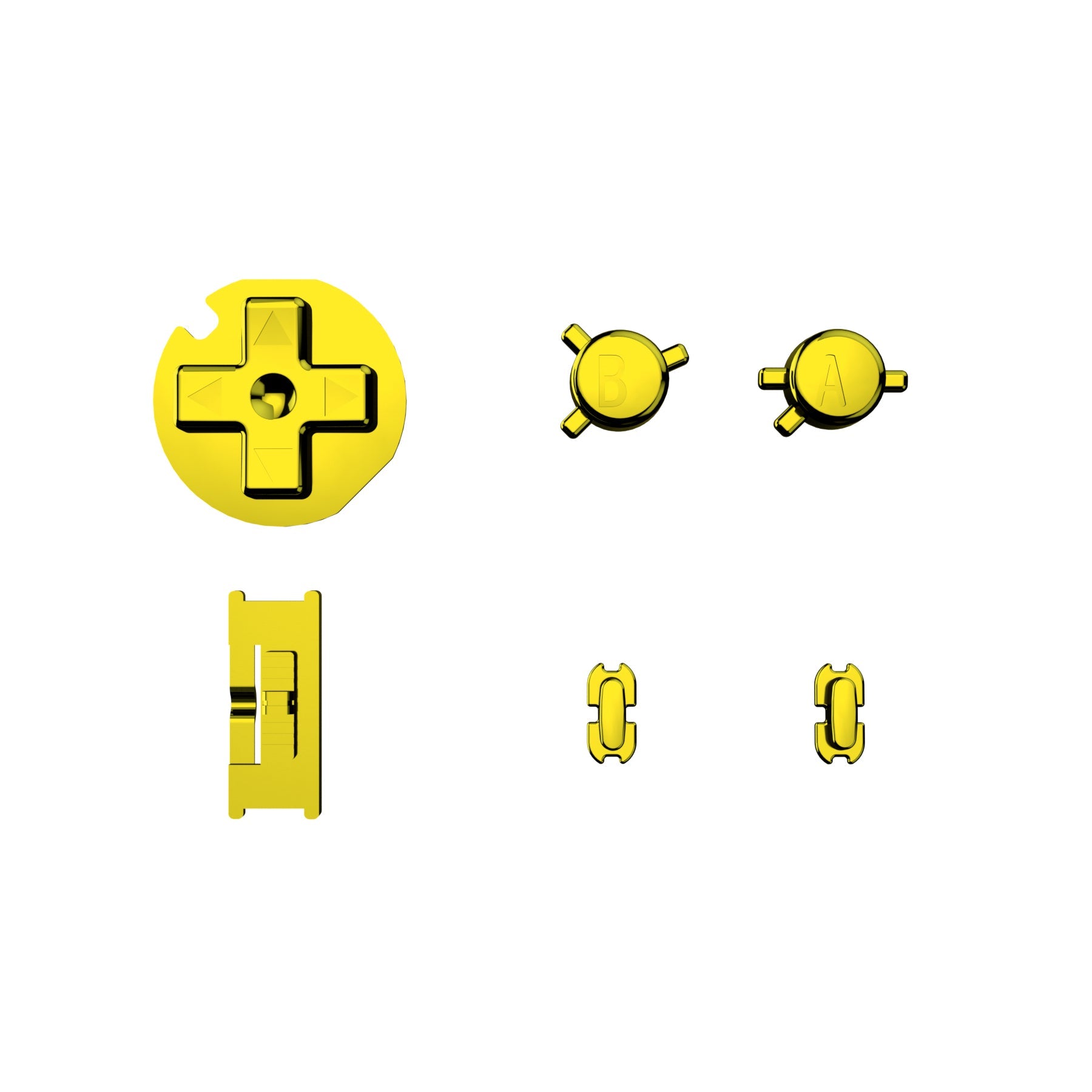 eXtremeRate Retail Chrome Gold GBC Replacement Full Set Buttons for Gameboy Color - Handheld Game Console NOT Included - JCB3001