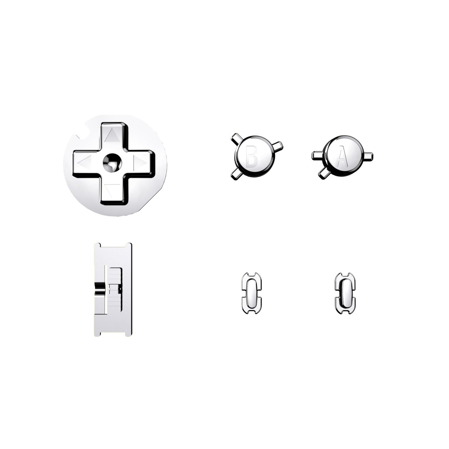 eXtremeRate Retail Chrome Silver GBC Replacement Full Set Buttons for Gameboy Color - Handheld Game Console NOT Included - JCB3002