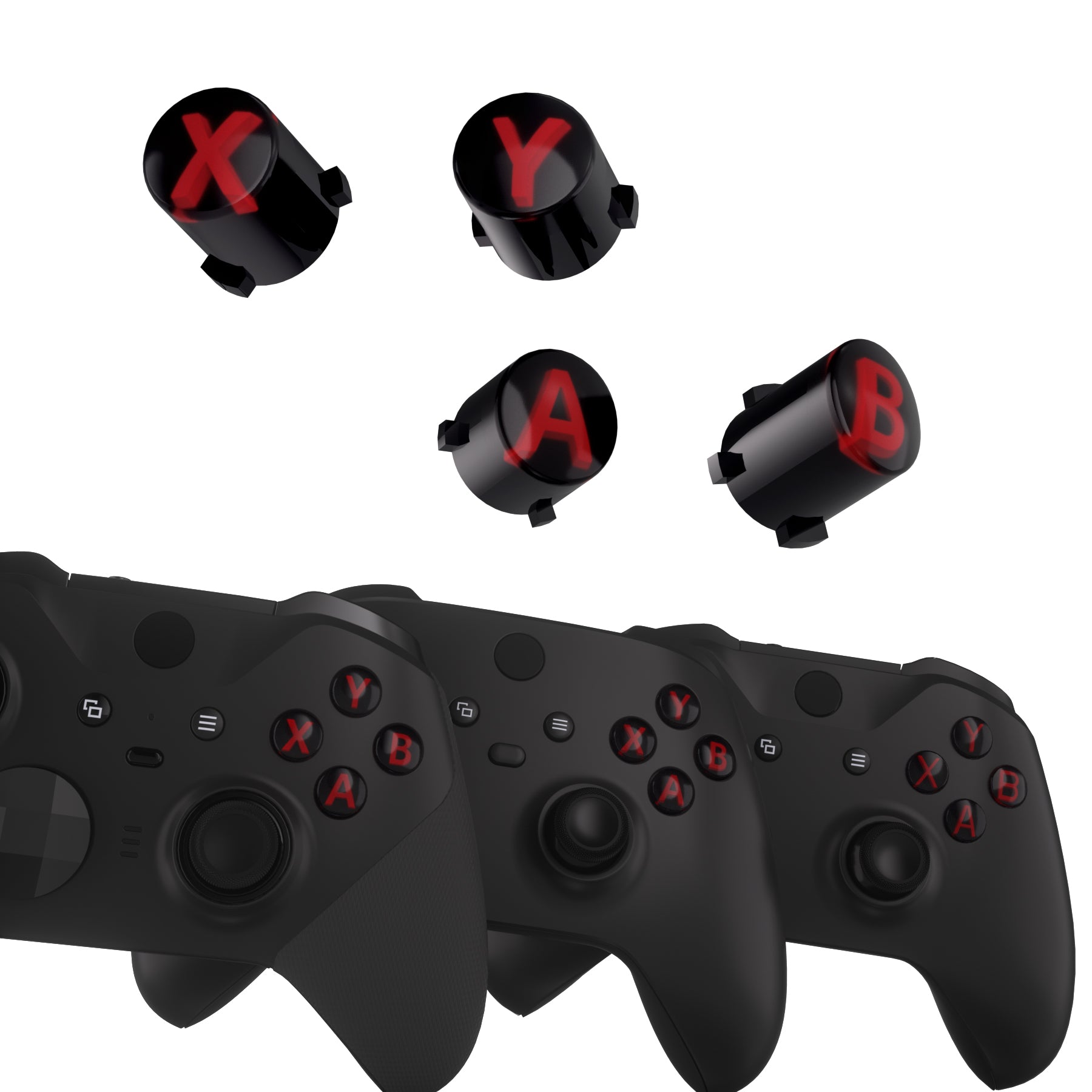 Three-Tone Black & Clear & Carmine Red ABXY Action Buttons with Classic ...