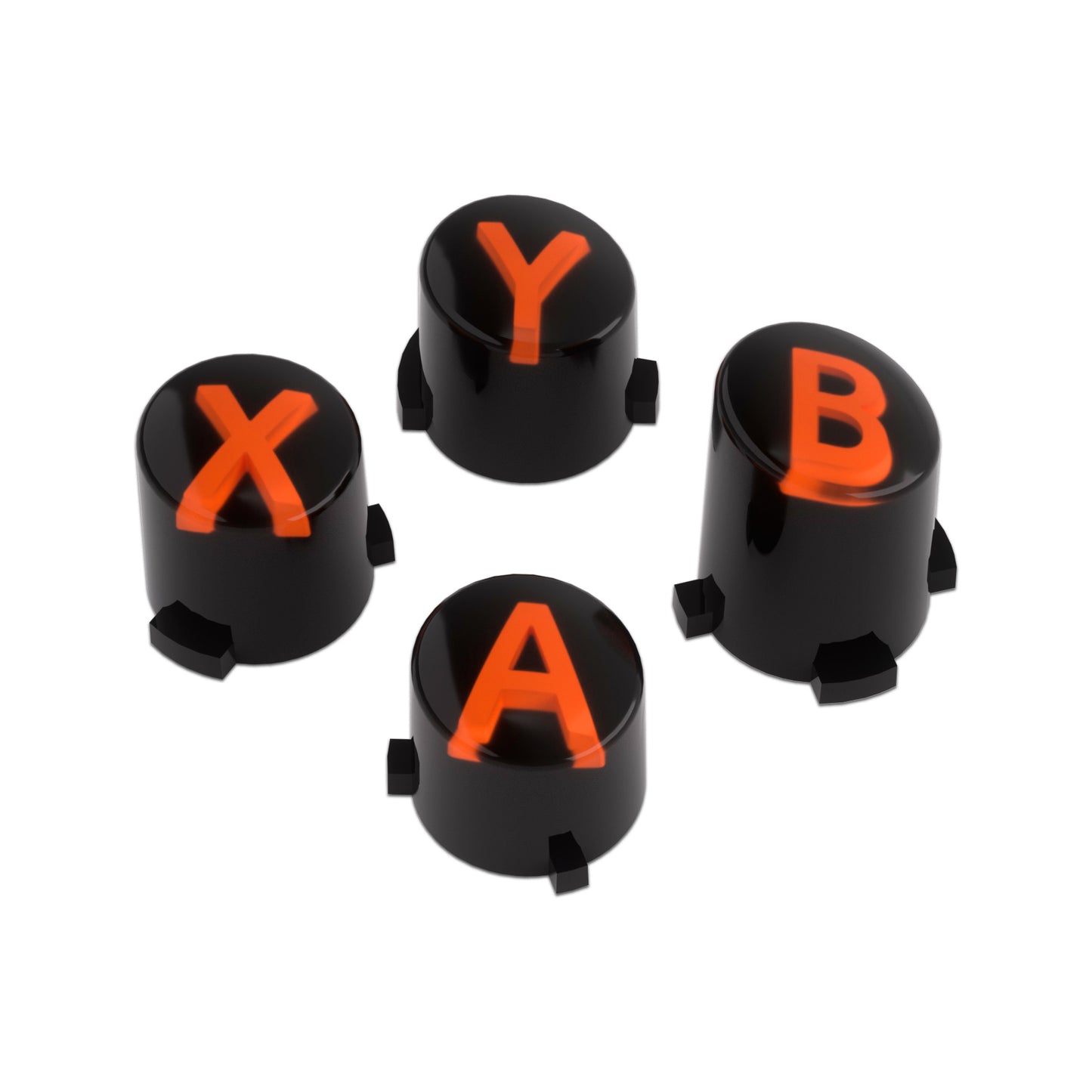 eXtremeRate Retail Three-Tone Black & Clear & Orange ABXY Action Buttons with Classic Symbols for Xbox Series X & S Controller & Xbox One S/X & Xbox One Elite V1/V2 Controller - JDX3M003