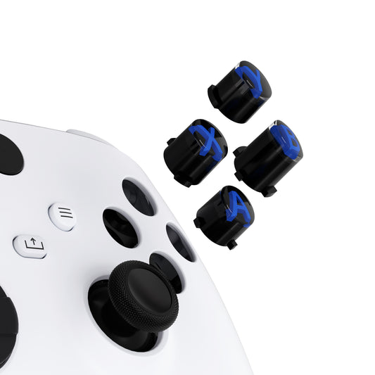 eXtremeRate Retail Three-Tone Black & Clear & Blue ABXY Action Buttons with Classic Symbols for Xbox Series X & S Controller & Xbox One S/X & Xbox One Elite V1/V2 Controller - JDX3M004