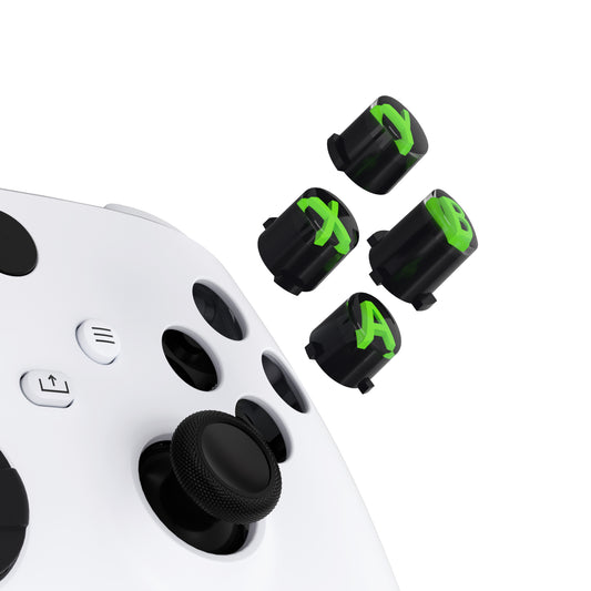 eXtremeRate Retail Three-Tone Black & Clear & Green ABXY Action Buttons with Classic Symbols for Xbox Series X & S Controller & Xbox One S/X & Xbox One Elite V1/V2 Controller - JDX3M005