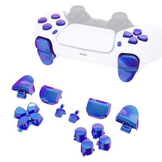 eXtremeRate Retail Replacement D-pad R1 L1 R2 L2 Triggers Share Options Face Buttons, Chameleon Purple Blue Full Set Buttons Compatible with ps5 Controller BDM-010 & BDM-020 - JPF1001G2