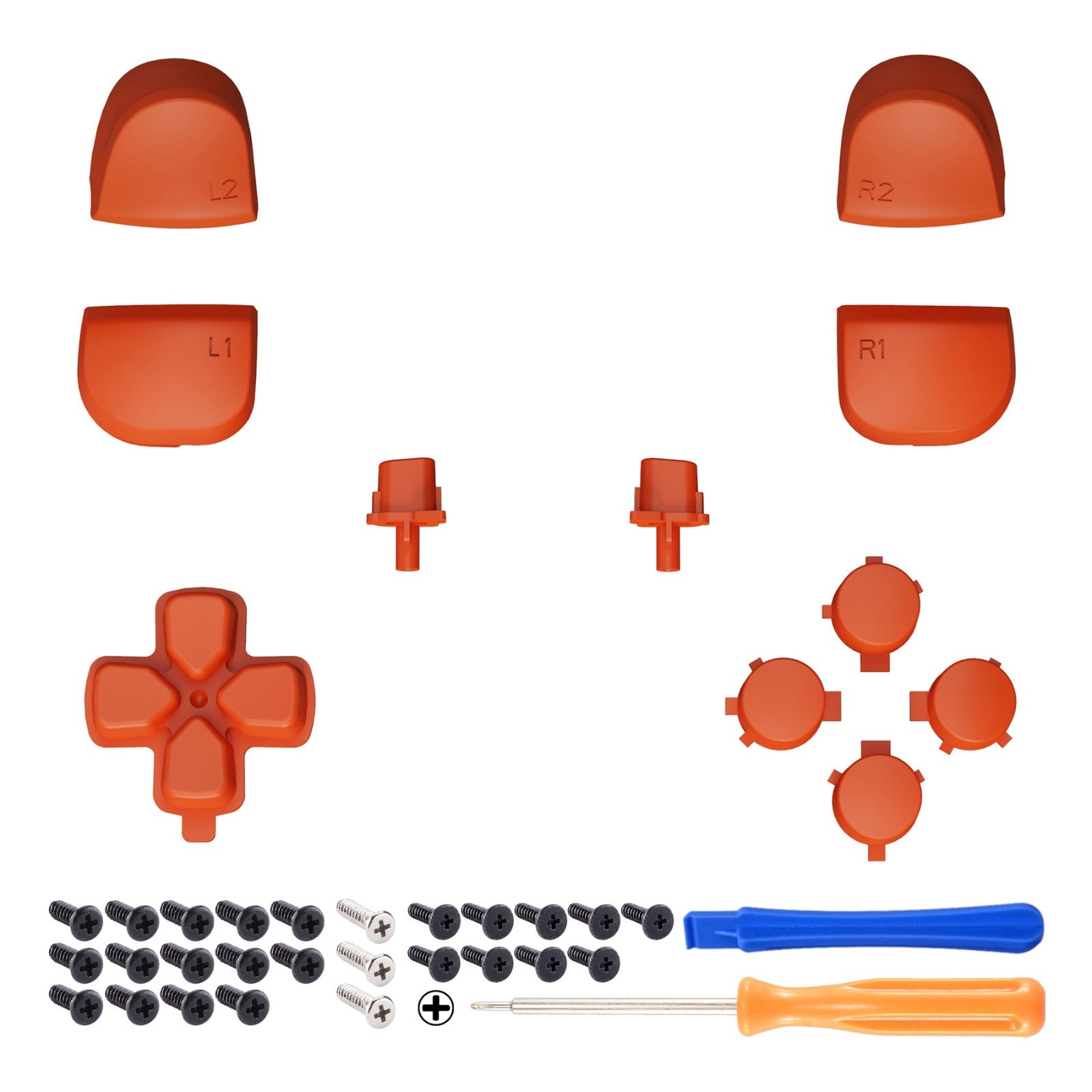 eXtremeRate Retail Replacement D-pad R1 L1 R2 L2 Triggers Share Options Face Buttons, Orange Full Set Buttons Compatible with ps5 Controller BDM-010 & BDM-020 - JPF1004G2
